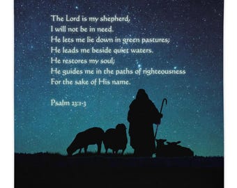 Salmo 23 - Funda de almohada premium - Versículo bíblico "El Señor es mi pastor". Para silla, sofá, sillón.