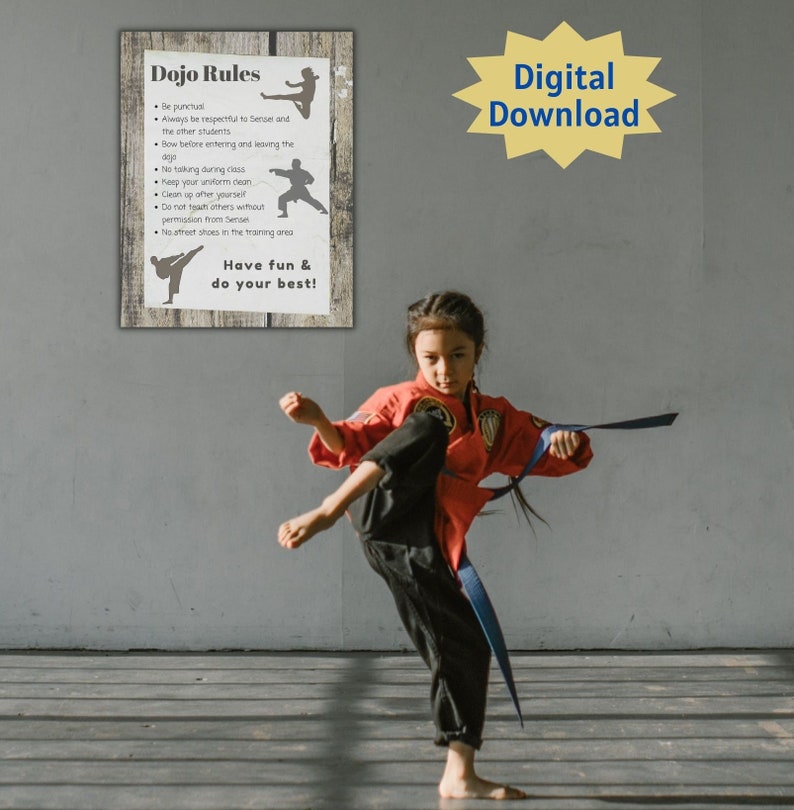 Dojo Rules Printable Karate Digital Poster for Martial Arts Schools ...