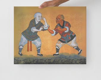 Arte vintage de monjes de Kungfu Shaolin, lienzo fino de China