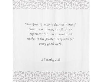 Cortina de ducha - Versículo bíblico 2 Timoteo 2:21 Gris, Art Decó, Baño bíblico
