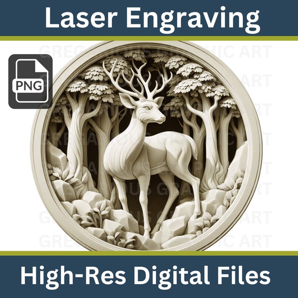 Serenity Forest Deer Laser Engraving: Ideal for Crafting & Gifting!, wildlife image, animal lover laser, wildlife lover, scrapbooking