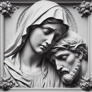 Jezus en Maria lasergesneden bestand, laser-png-gravure, digitaal moeder Maria-bestand, religieus png-bestand, religieuze digitale download om af te drukken