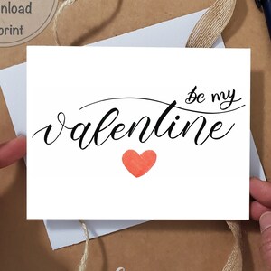 Be My Valentine Card - Printable Card and Envelope - Instant Download, greeting card