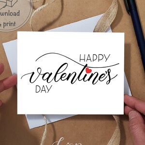 Happy Valentine&#39;s Day Greeting Card - Printable Card and Envelope - Instant Download