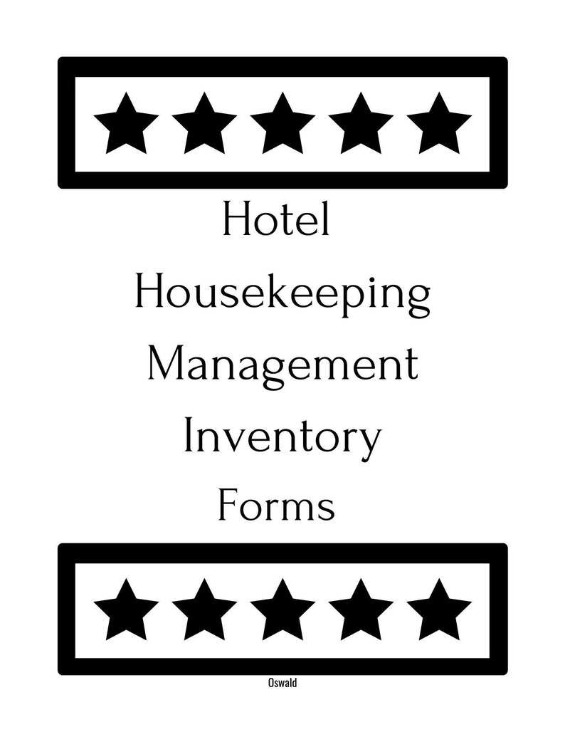 Hotel Housekeeping Management Inventory Forms Etsy