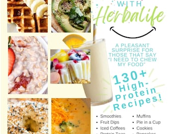 E-Book! Herbalife Recipe E-Book. 46 pages of smoothies, teas, coffee, bagels, waffles, pie, dips, gummies, flat bread, oatmeal, and more!