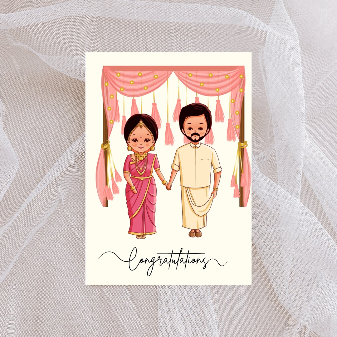 Tamil Wedding Congratulations Saree Wedding Congratulations A6 Card