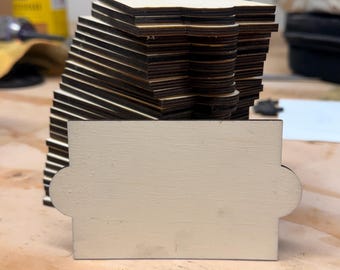 Blank Wooden Tags – Laser Cut Rectangular Labels with Rounded Tabs