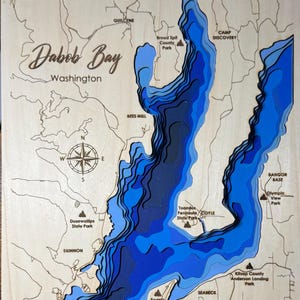 Bathymetrische 3D-Karte von Dabob Bay, WA