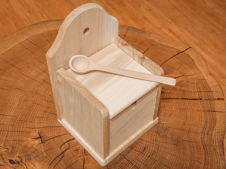 Wooden Salt Box With Lid, Wall Mounted, Wooden Wall Decor, Salt