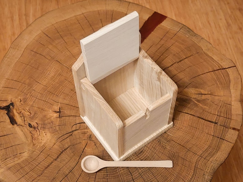 Wooden Salt Box With Lid, Wall Mounted, Wooden Wall Decor, Salt