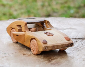 Coches de madera, Juguetes para niños, Toyota 2000 gt, modelo HANDMADE