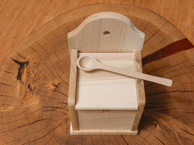 Wooden Salt Box With Lid, Wall Mounted, Wooden Wall Decor, Salt