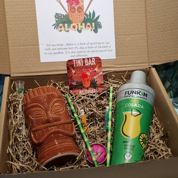 Tiki Gift Box - Pina Colada - Rum - 18th 21st 30th 40th Birthday - Mocktail - Mother's Day gift - Cocktail gift - Alcohol gift - Mixologist