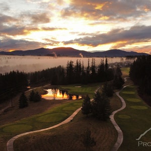 Golf Course Fog Sunset