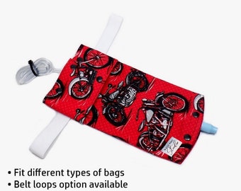 Drainage bag cover, nephrostomy bag holder, catheter bag cover, flannel leg bag cover, Remington, Medline, McKesson, UreSil, Rusch, bikes