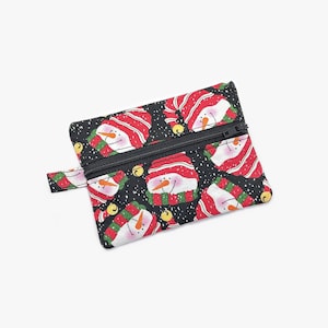Kids wallet, zipper pouch, zipper purse, change wallet, kids coin purse, snow zipper bag, snowmen coin pouch, winter holiday Christmas purse