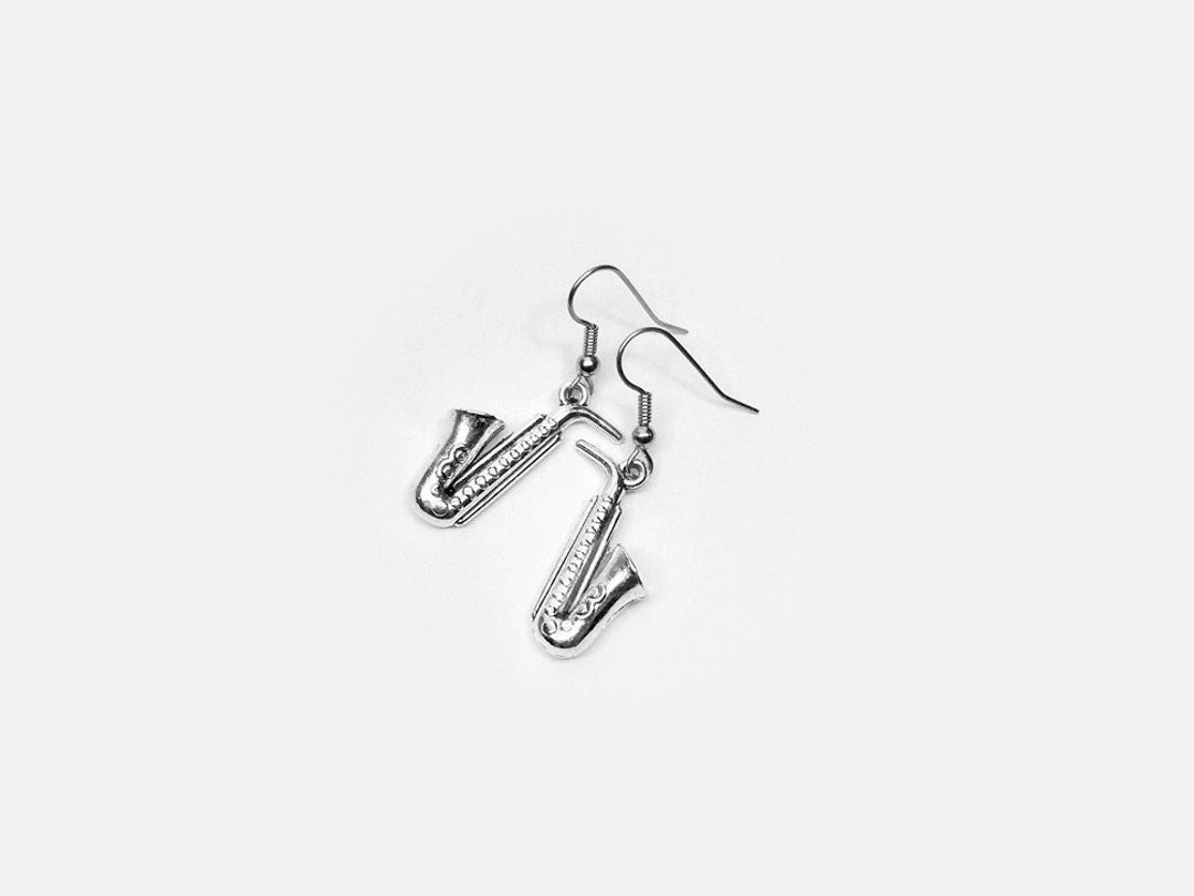 Saxophone Earrings, Small Dangle Saxophone Earrings, Musical Instrument