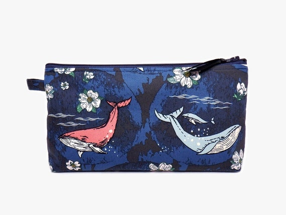 Tall Pencil Case, Back to School, Student Supplies, Standing Pencil Case, Large  Pencil Pouch, Whales Pencil Case, Sea Blue Flower Pencil Bag 