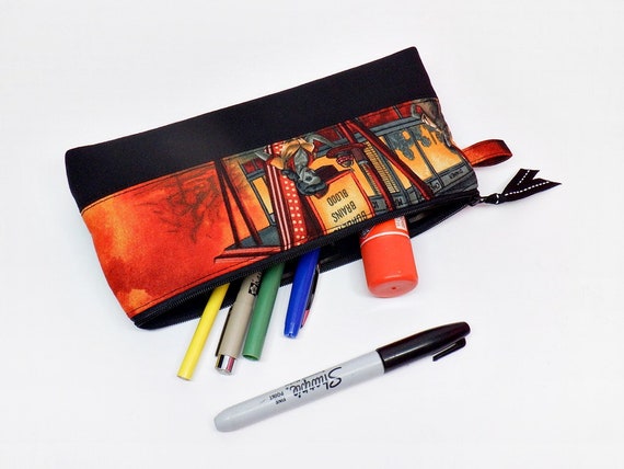 Tall Pencil Case, Back to School, Student Supplies, Standing Pencil Case, Large  Pencil Pouch, Zombies Pencil Case, Horror Pinup Pencil Bag 