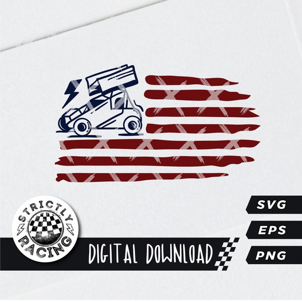 Sprint Car American Flag Svg Etsy