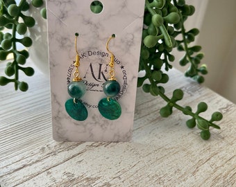 Blue Green Earrings / Unique Earrings / Summer Jewelry /hypoallergenic / Dainty Earrings / shell Earrings / Jewelry / Gift