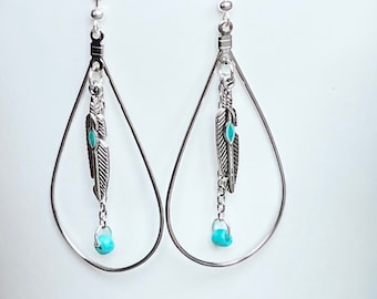 Turquoise earrings. Turquoise and silver earrings. Summer earrings. Gifts for women. Silver turquoise drop earrings. Dangly earrings
