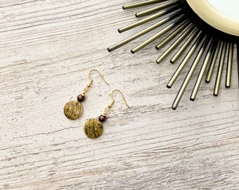 Gold shell earrings, hypoallergenic and bronze, shinny, earrings for her, stunning earrings, handmade earrings