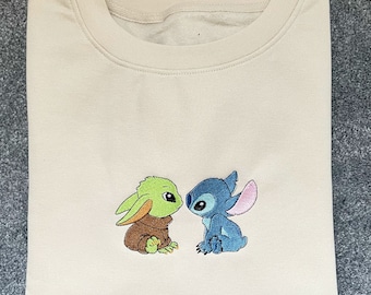 Yoda and Stitch Embroidered Crewneck