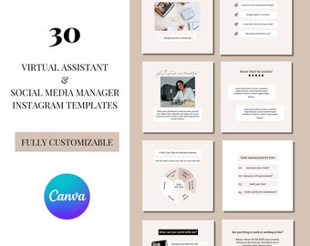 Instagram posts for Virtual Assistants | Social Media Manager Instagram Posts | Instagram Templates | Virtual Assistant Instagram Template