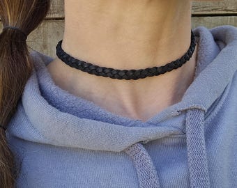 Braided leather choker