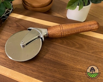 Artisan Pizza Cutter - 4" Stainless Steel Cutter with Wooden Handle