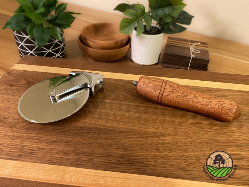 Artisan Forged Pizza Cutter – Premium J2 Steel Blade with Wood Handle