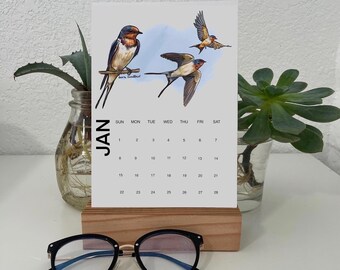 2023 Illustrated Birds Desk Calendar with Stand