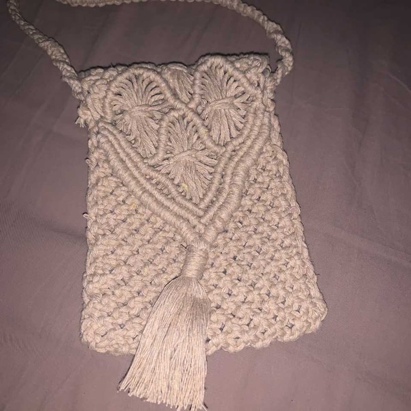 Macrame pouch, mini shoulder bag, phone holder, boho style