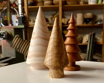 hand-turned fir trees - Set of 3