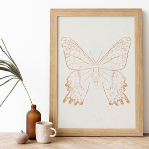 Butterfly print, boho butterflies, neutral wall art, digital print, nursery printable, minimalist art, vintage butterfly, modern wall art