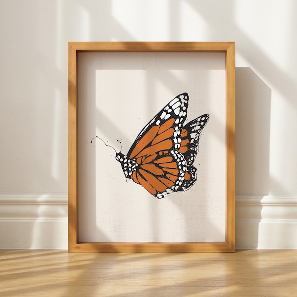 Monarch butterfly print, monarch printable, boho butterfly, butterfly nursery, boho girls room prints, dorm decor for girls boho