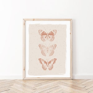 Butterfly art print, boho butterflies, boho girl's nursery, girl's room decor boho, butterfly poster download, butterfly printable wall art