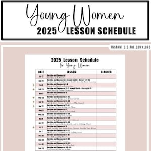 2025 Young Women Lesson Schedule | Come Follow Me 2025 for LDS Young Women