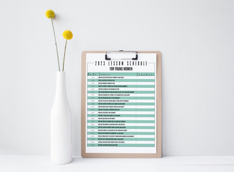 Young Women Lesson Schedule Come Follow Me 2023 Etsy