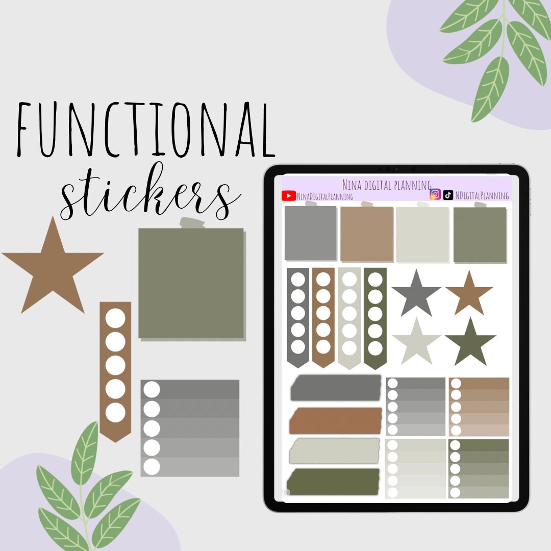 Functional Stickers for Digital Planner, Goodnotes File, Pngs - Etsy