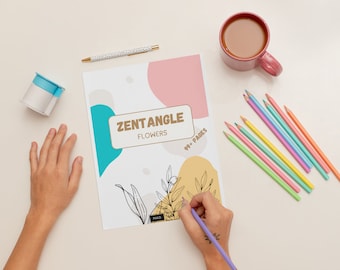 Coloring Book of Zentangle Flowers