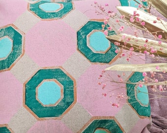 TEGELS pink octagonal print cushion
