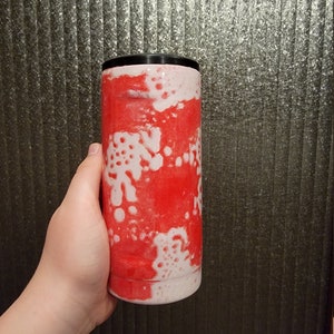 pink and white*glow in the dark* skinny can koozie