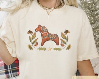 Dala Horse Christmas Shirt: Swedish Folk Art Comfort Colors Tee