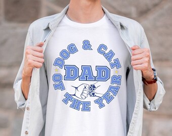 Pet Dad of the Year T-Shirt, Dog & Cat Fist Bump Tee, Father’s Day gift, funny shirt for fur dad, cat dad t shirt, dog daddy graphic tee
