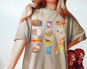 Sardine cans Graphic Comfort Colors shirt, Y2K Tinned Fish Shirt, sardine lover gift, seafood labels shirt, sardine girl aesthetic