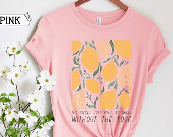 Lemon shirt, citrus fruit tee, Cottagecore t-shirt, sweet & sour print, botanical gift, vintage aesthetic lemon shirt, Womens graphic tee