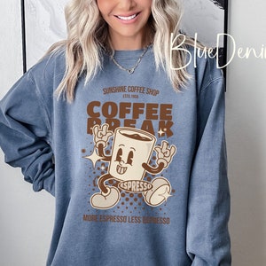 More espresso less depresso sweatshirt, vintage coffee sweatshirt, retro coffee break sweater, coffee lover gift, funny coffee crewneck